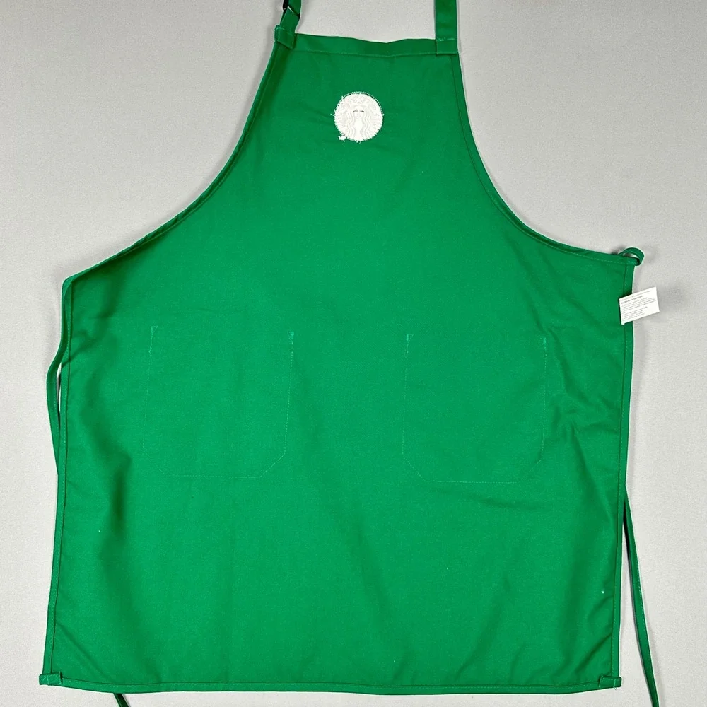 Starbucks Barista Apron Green Employee Uniform 2 Pocket Siren Logo Embroidered